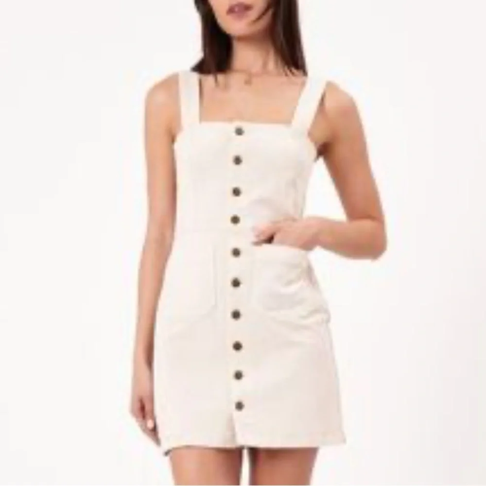 H and M White Cream‎ Denim 100% Cotton Mini Dress Romper size 6